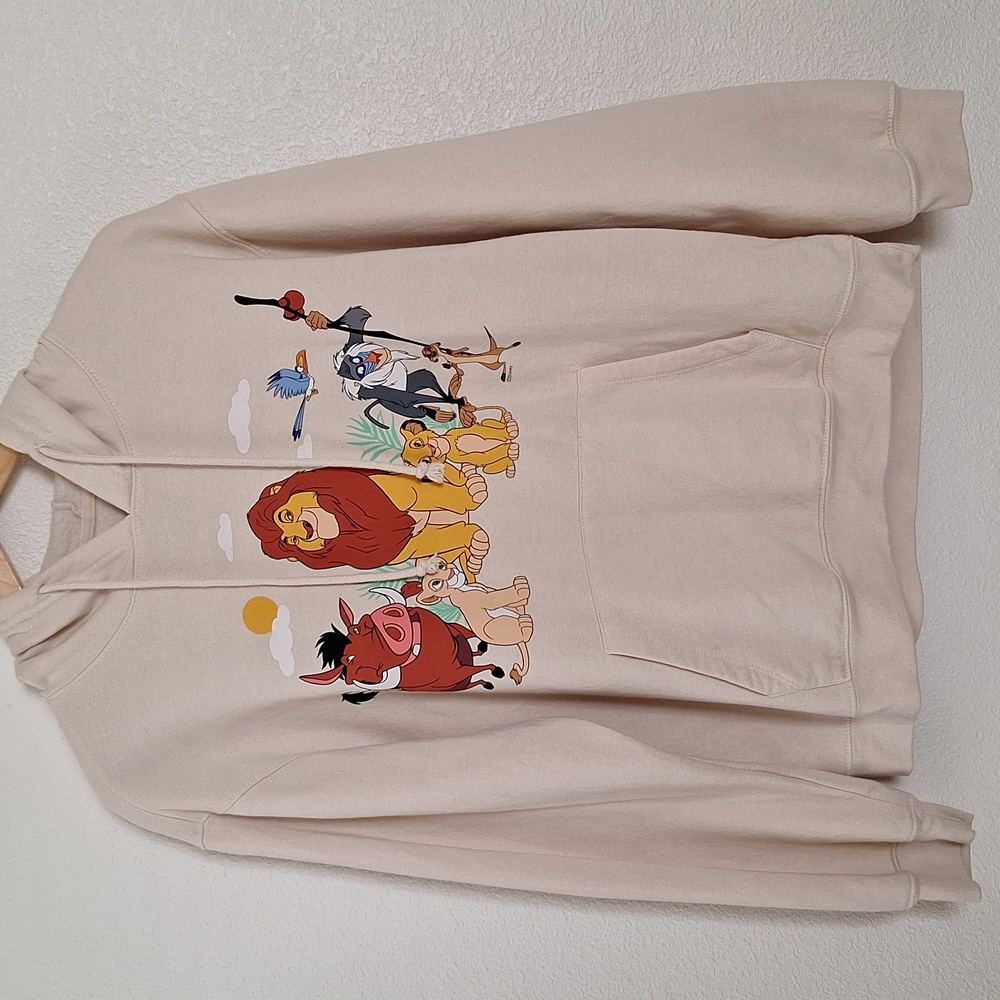 DISNEY THE LION KING Pullover Hoodie Sweater in Cream & Multicolor Size XL